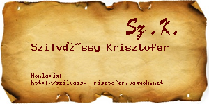 Szilvássy Krisztofer névjegykártya