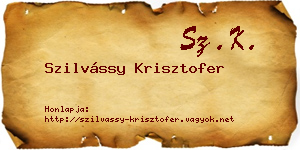 Szilvássy Krisztofer névjegykártya